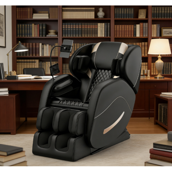 F FURNIMAT Zero Gravity Massage Chair with Full-Body Airbags & Heat Therapy (Beige)