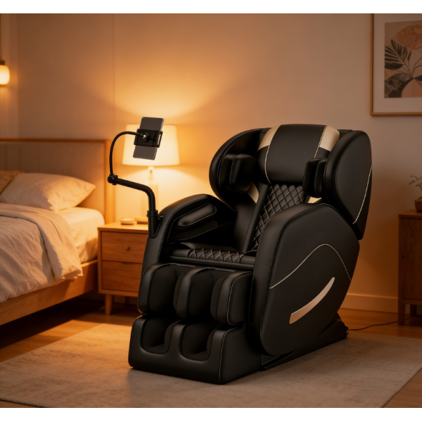 F FURNIMAT Zero Gravity Massage Chair with Full-Body Airbags & Heat Therapy (Beige)