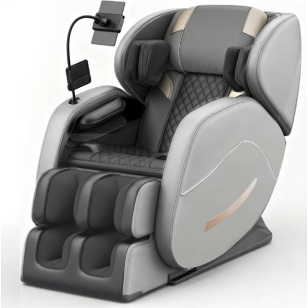F FURNIMAT Modern Minimalist Massage Chair with Bluetooth Speaker & Space-Saving Design